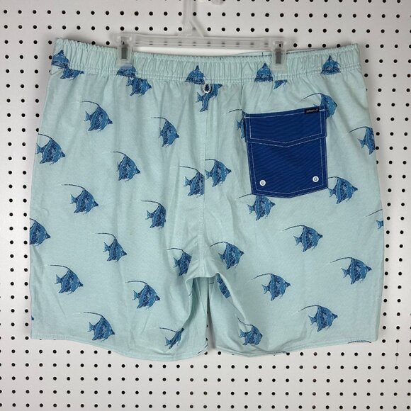 Johnnie O Swim Trunks Suit Men's XXL Hatton Blue Fish NWT $89 Retail READ Pocket - Picture 4 of 8
